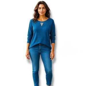 121. JUICY COUTURE | Long sleeve blue top with gold sparkles Size Large